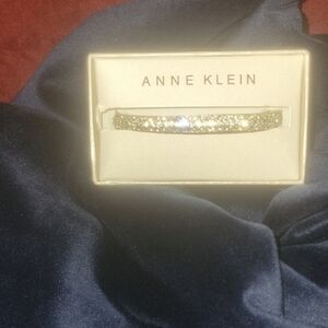 Anne Klein Silver-Tone Crystal Accent Bangle Bracelet